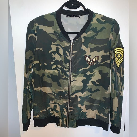 City of Angels Women's Army Bomber Jacket Zip front Lightweight Green Size Small - Picture 7 of 16